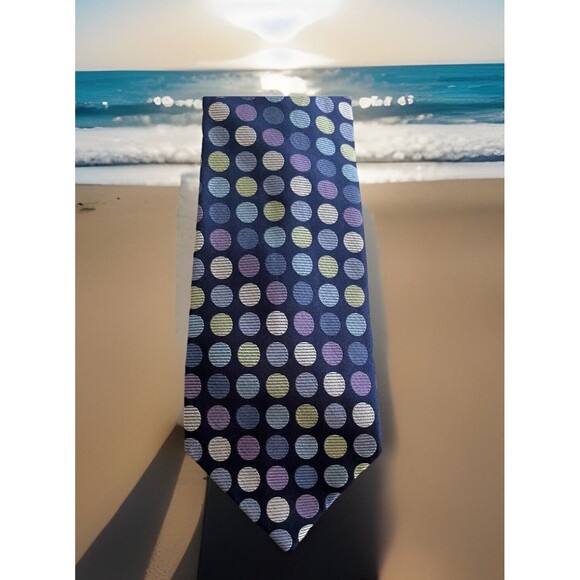Michael Kors Classic Necktie Navy Polka Dot 100% Silk - Picture 1 of 13